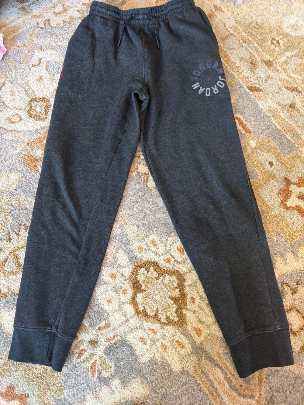 Jordan Boys Heathered Gray Fleece Jogger Pants with Circular Logo